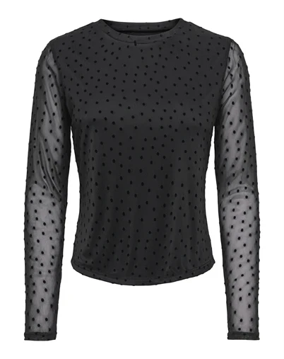 Only - ONLNova Mesh Langærmet Trøje - Black 